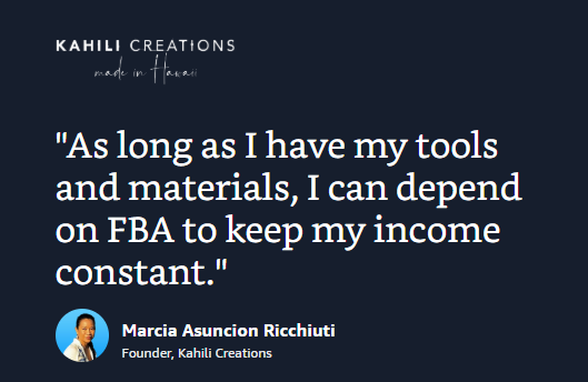 Amazon FBA seller testimonial highlighting the potential to build a profitable e-commerce business